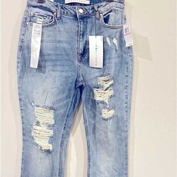 TINSELTOWN Juniors' Ripped Straight Jeans Melina Was size 11 - Picture 7 of 8